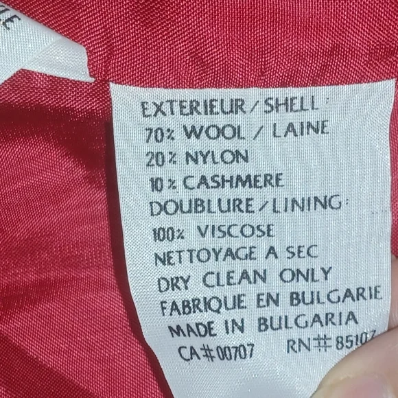 Vintage Daniel Hechter Red Cashmere Wool Suit Blazer Jacket 12 - Picture 3 of 3